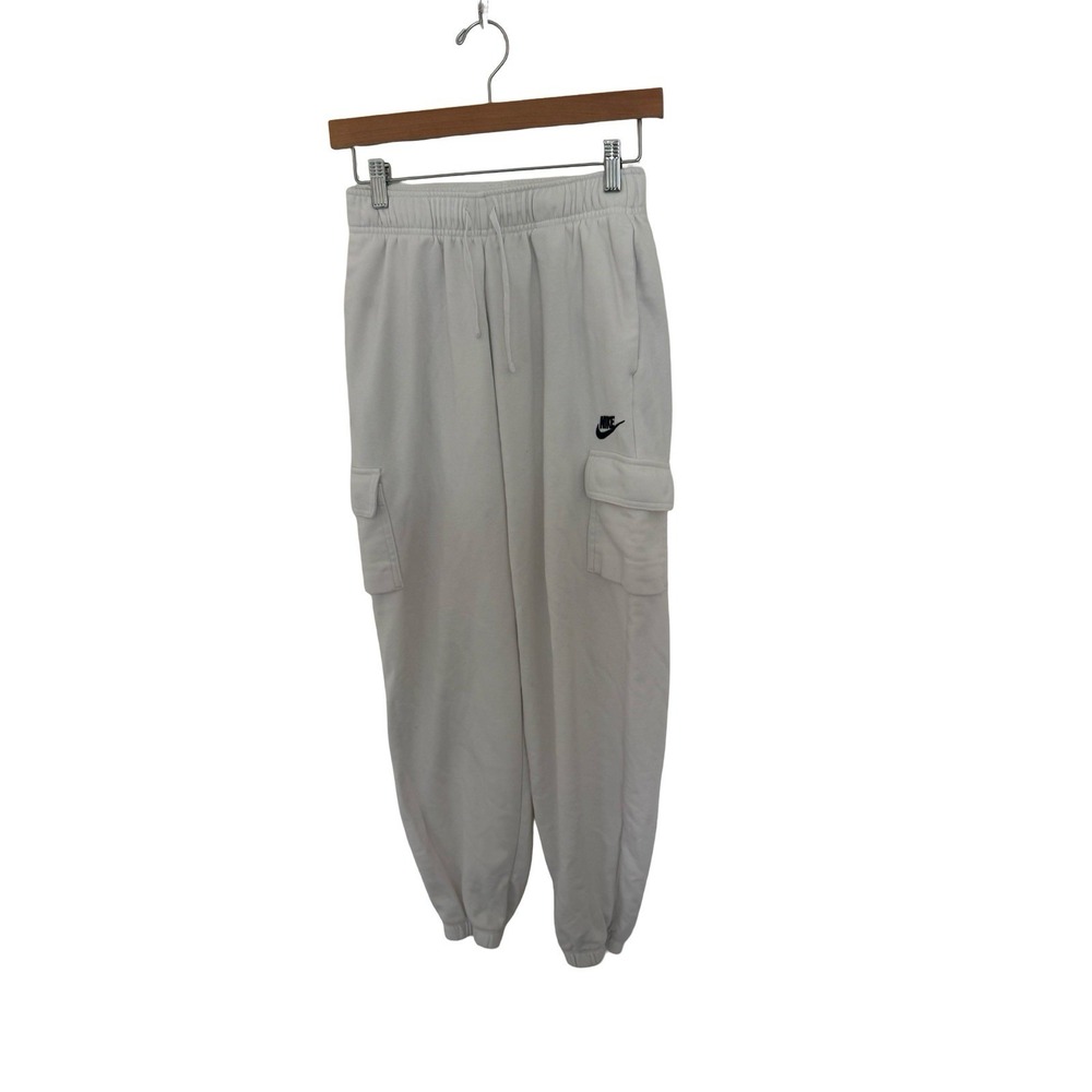 Nike Cargo Joggers XS White Sweatpants Swoosh Logo Pocket Athletic Lounge Street